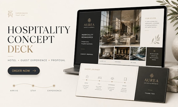 design a hospitality concept deck, hotel presentation, guest experience proposal
