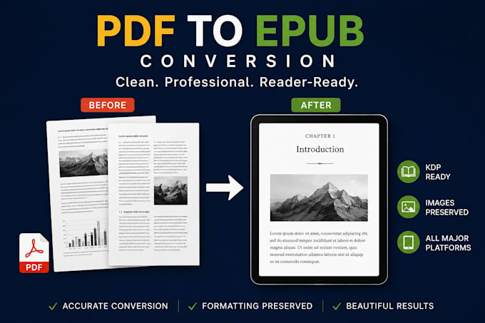 do ebook conversation from pdf, word to epub and kindle format file convert