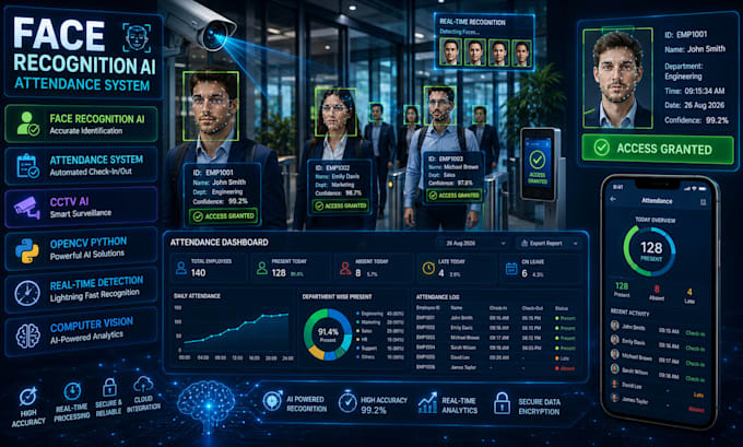 build face recognition, attendance system, cctv ai and opencv python app