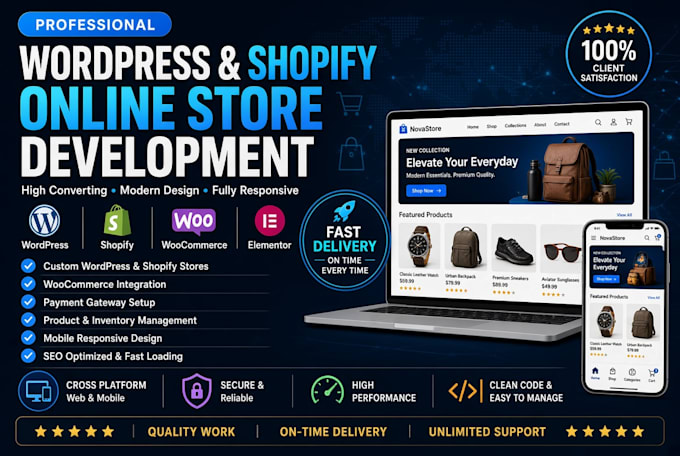 build a professional wordpress or shopify store