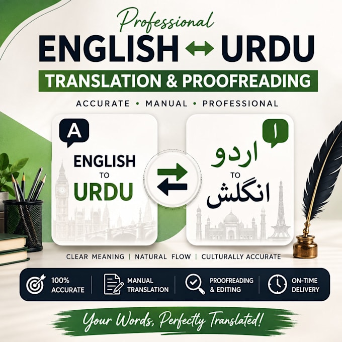 urdu english translation and editing