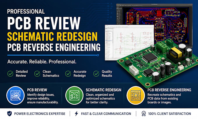 review pcb design, redesign schematics and reverse engineer pcbs