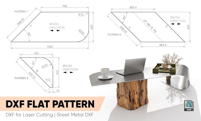 do sheet metal design and dxf for laser cutting