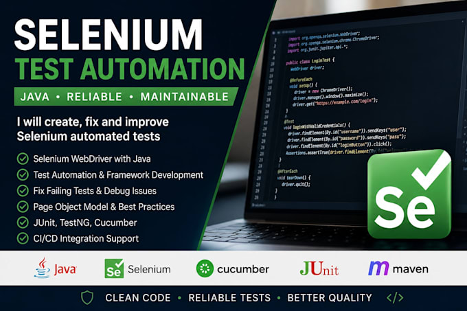 create or fix selenium automated tests in java
