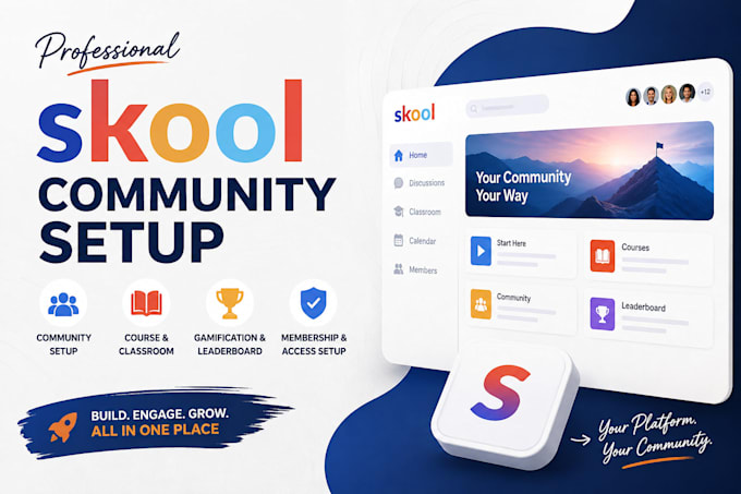 set up skool and customize your skool community, course and membership