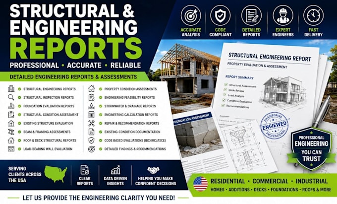 prepare structural engineering reports and property condition assessments