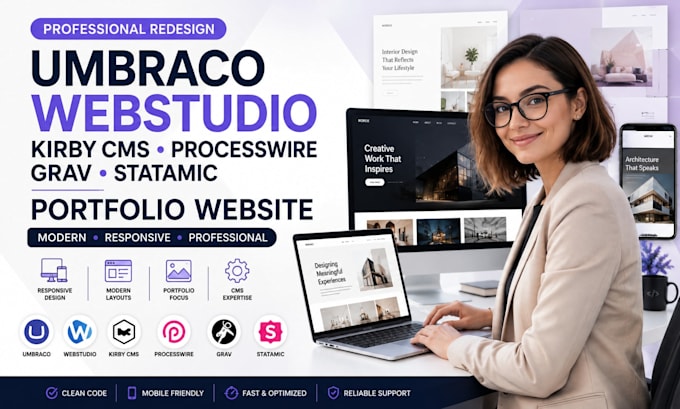 redesign umbraco webstudio kirby cms processwire grav statamic portfolio website
