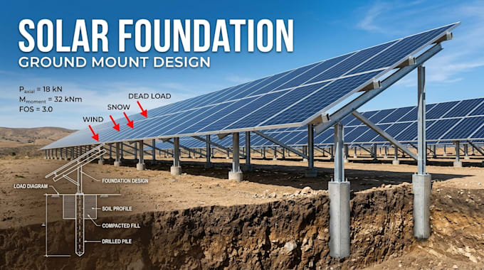 design ground mount solar racking structural foundations