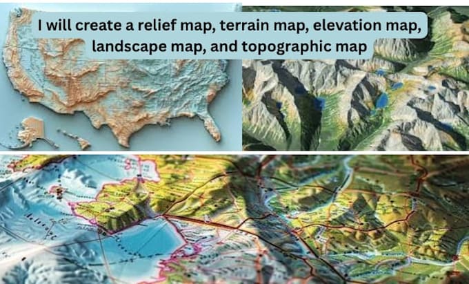 do a relief map, terrain map, elevation map, landscape map, and topographic map