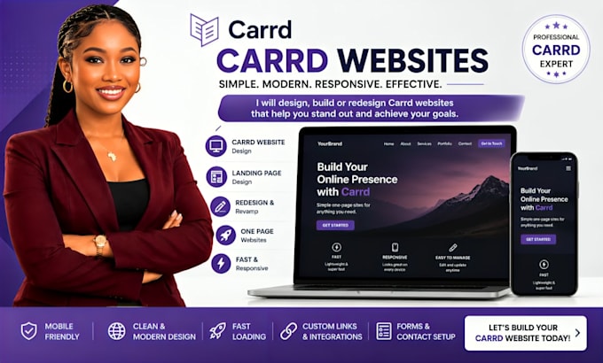 design a carrd website, landing page or redesign carrd website