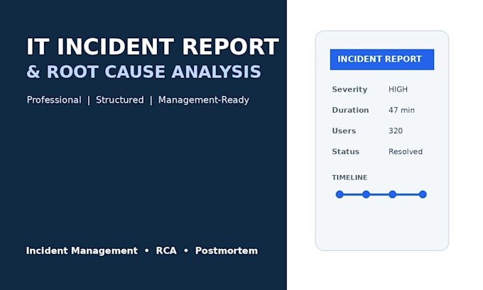 create a professional IT incident report or root cause analysis