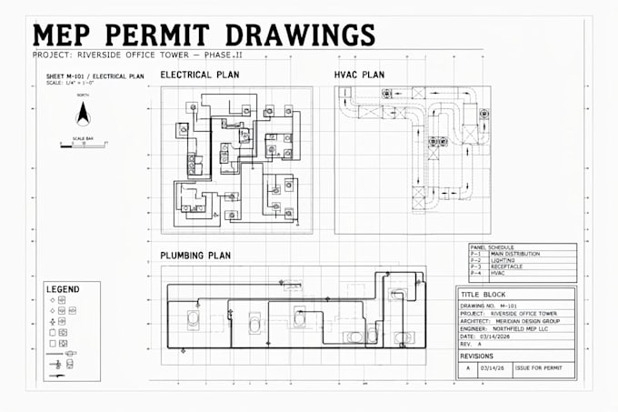 design electrical hvac plumbing and mep permit drawings