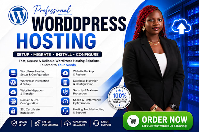 setup wordpress hosting, migrate website and configure wordpress