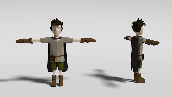 model low poly 3d, characters for games, rig and animation