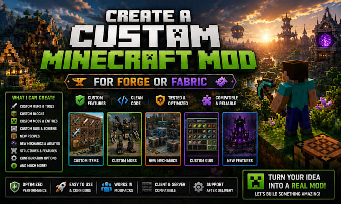 create a custom minecraft mod for forge or fabric