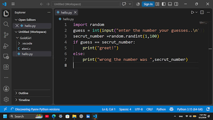 write simple python script