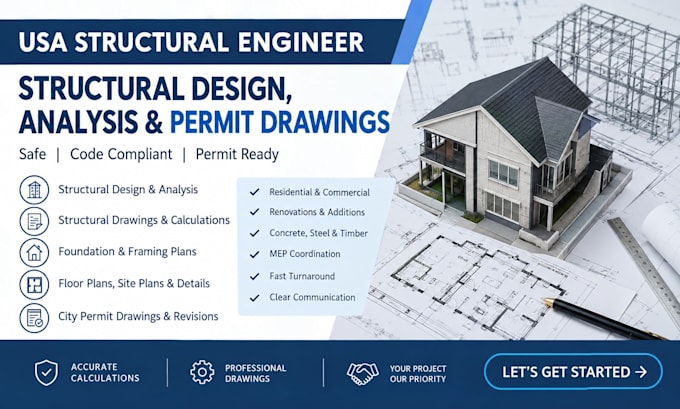 be your USA structural engineer for design, analysis and permit drawings
