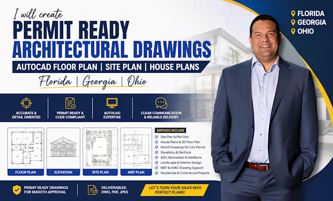create permit ready architectural drawings site plot plan florida georgia ohio