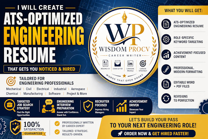 write ats engineering resumes for mechanical, electrical, civil and industrial
