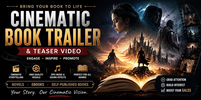 create a cinematic video and teaser to promote book