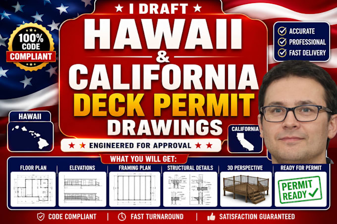 draft hawaii and california deck permit drawings