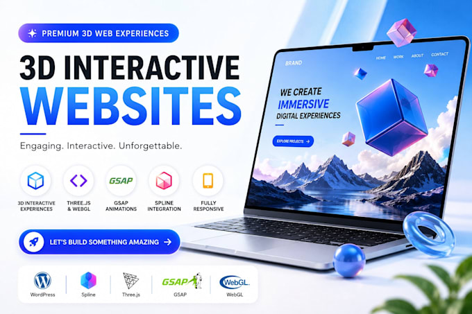 interactive 3d animated website wordpress 3d spline animation threejs gsap webgl