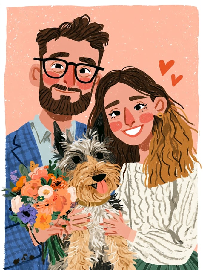 couple portrait wedding portrait illustration
