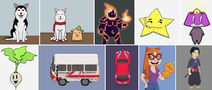 create 2d pixel art characters for your projects