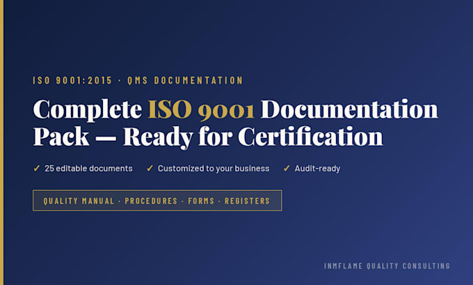 create a complete iso 9001 2015 qms documentation pack for your business
