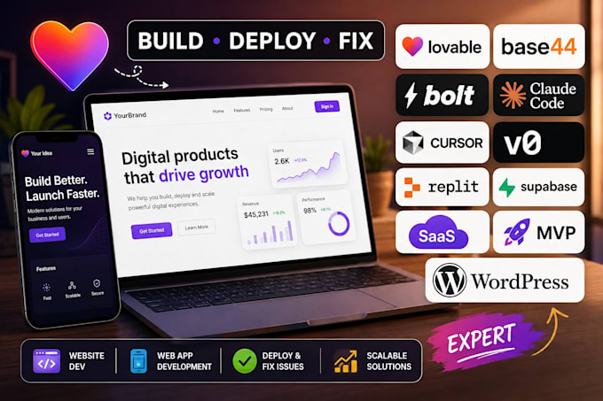 fix lovable ai website dev app base44 expert replit supabase saas mvp wordpress