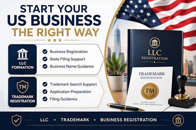 do US llc formation, trademark registration support for new businesses