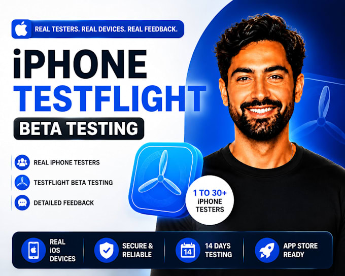 provide 12 testers or 20 testers for iphone testflight beta testing and feedback
