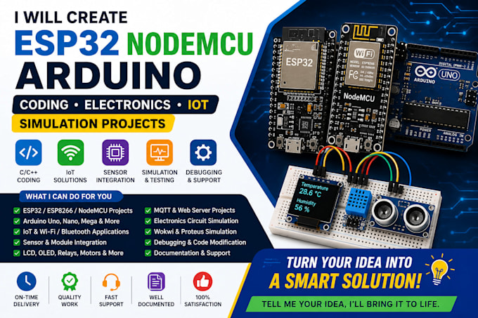 create esp32 nodemcu arduino coding electronics iot simulation projects