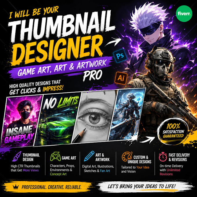 do thumbnail designs and art