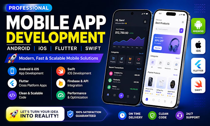 build mobile app development android ios flutter app swift developer