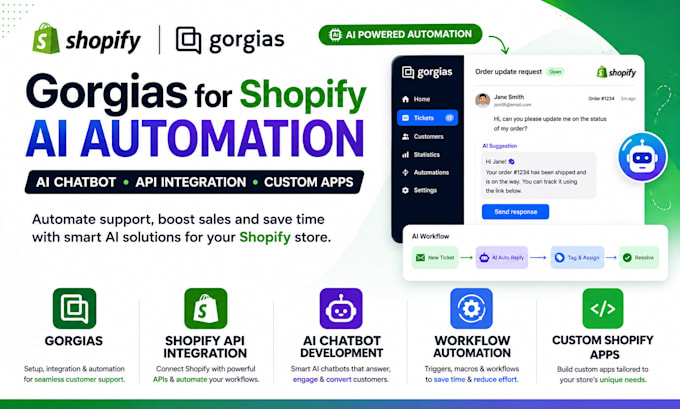 gorgias for shopify ai automation shopify api shopify chatbot custom shopify app