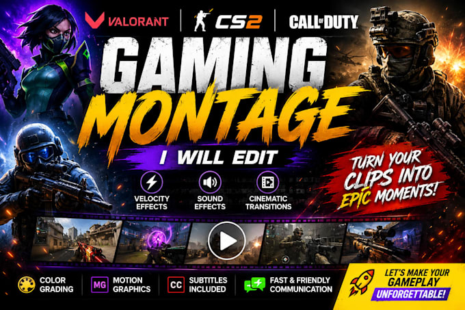 edit valorant, cs2 and cod gaming montages