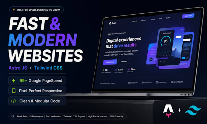 develop a fast responsive modern website using astro and SEO