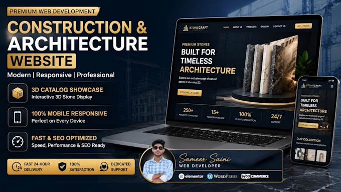 build a construction or architecture website with 3d catalog