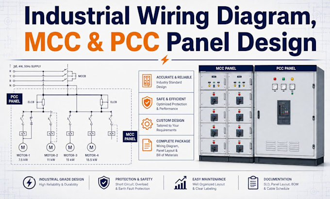design industrial wiring diagram, mcc and pcc panel