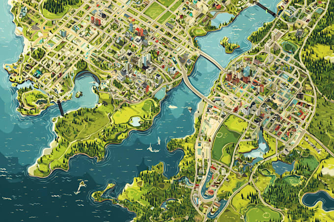 draw vector map and illustration