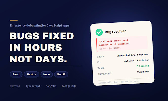fix bugs and errors in your react nodejs and nextjs app