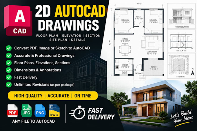 create 2d cad drawings