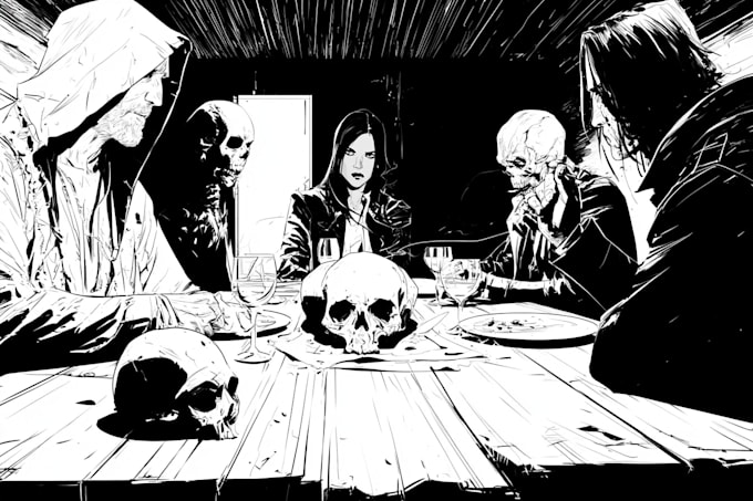 draw dark noir comic book and gothic character art