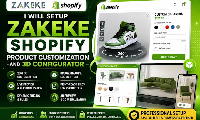setup zakeke shopify product customization and 3d configurator