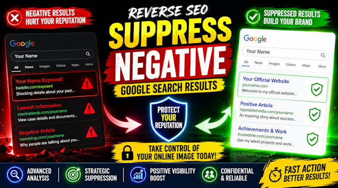 do reverse SEO negative link google search results suppression