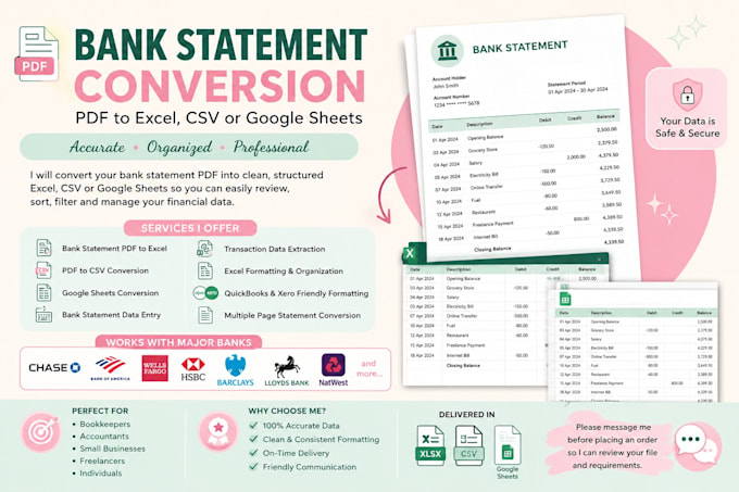 do bank statement work on urgent basis