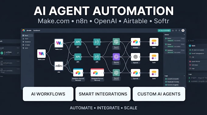 build a makecom ai agent automation, airtable, softr, openai integration n8n