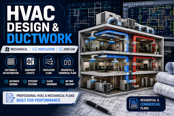design hvac, ductwork, ventilation and mechanical plans in autocad