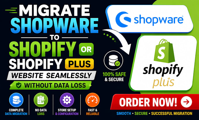 migrate shopware to shopify or shopify plus website seamlessly without data loss